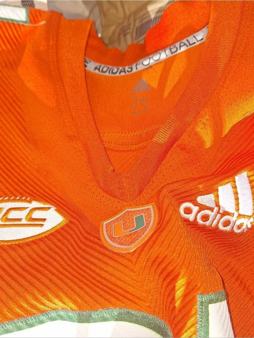 Addidas Hurricanes Orange Football Jersey with White & Green Accents #21 2XL